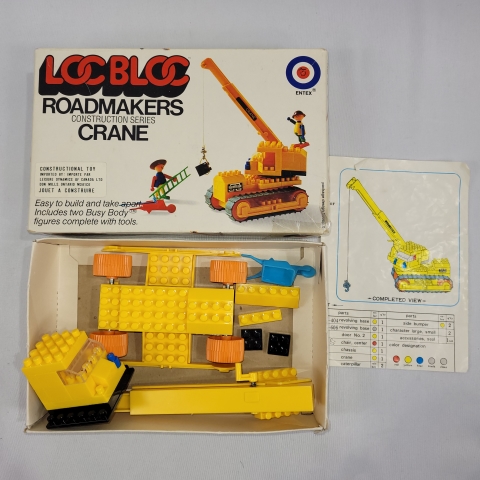 LocBloc Vintage Roadmakers Crane Construction Block Set Entex C7