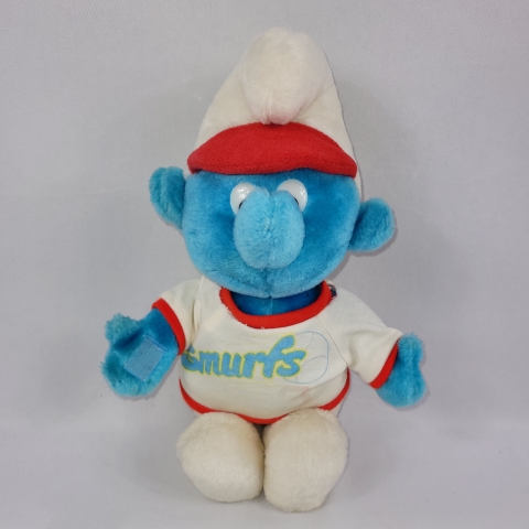 Smurfs 1981 Vintage 12" Plush Baseball Smurf by Peyo C8